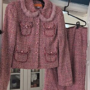 Cynthia Steffe Multicolor Tweed Blazer and Skirt Set